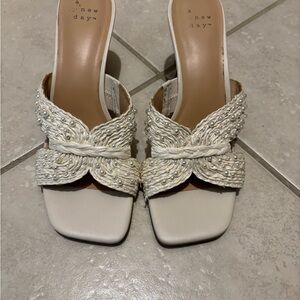 A New Day Women's Cream Beaded Mules